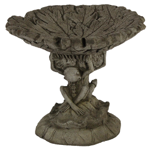 Froggy Concrete Bird Bath Garden Sculpture, 10 inches H x 12 inches W x 12 inches D, FREE SHIPPING